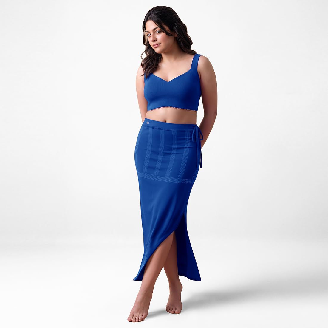 dermawear Women Blended Fabric Saree Shapewear Petticoat (Royal Blue, XL) 2