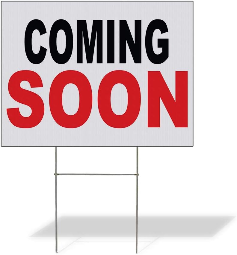 Fastasticdeals Custom Weatherproof Yard Sign Coming Soon Black Red Lawn Garden 18x12 Inches 2 Sides Print Personalized Text Here