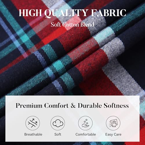 Image of WARHORSEE Flannel Shirt for Men Long Sleeve Button Down Plaid Shirts | Soft Cotton Blend for Multi-season Wear, Lightweight yet Warm, Dual buttoned storage pockets, Machine Washable Easy Care