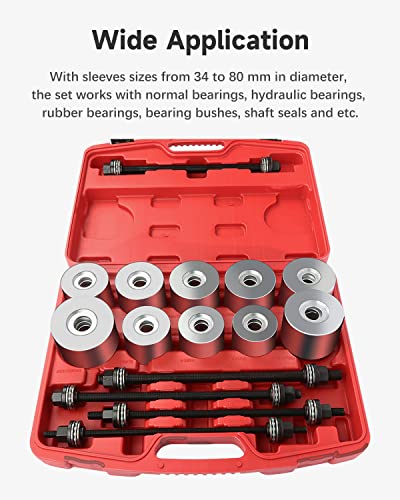 Aczcr 27Pcs Universal Press And Pull Sleeve Kit Bush Bearing Insertion Tool Set Impact Bolt And Nut Set #TOP1