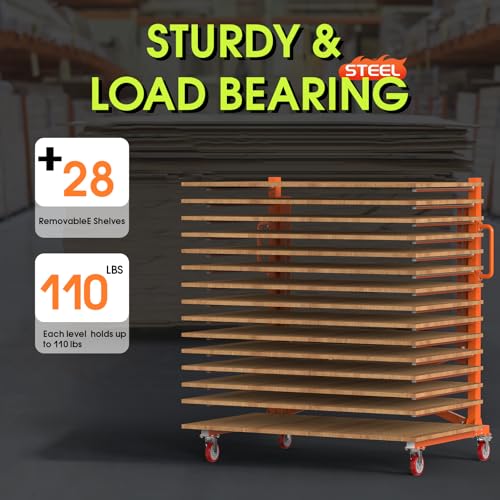 Image of MOOFI 15-Shelf Door & Cabinet Door Paint Drying Rack-Heavy-Duty Metal Rack for Painting,Staining & Curing Doors,Cabinet Doors,Trim & Wood Panels- Space-Saving Drying System for Shops & Remodeling Pros