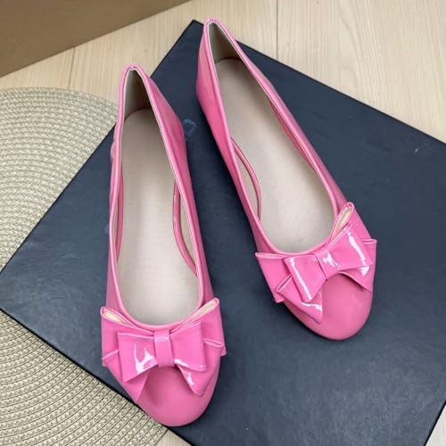 SAILING LU Women's Bow-Knot Round Toe Ballet Flats Soft Dressy Shoes Bridal Wedding Flats Female Slip-On Loafers2
