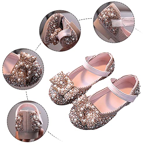 Girls Sandals Crystal Baby Infant Bling Kids Shoes Princess Shoes Pearl Shoes Dancing Single Shoes Boys Outdoor Shoes (Pink, 26)3