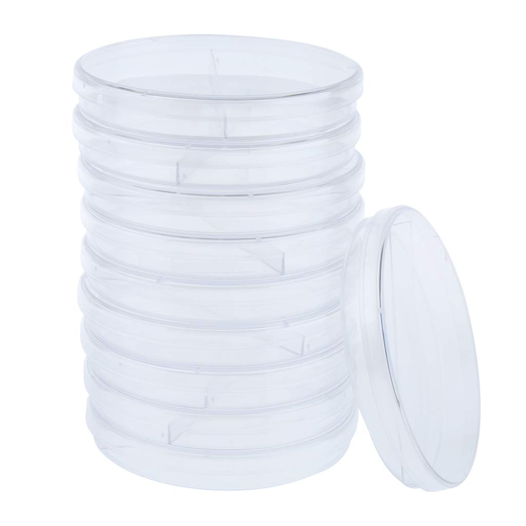 Juego de 10 placas de Petri de plástico estéril para cultivo de tejidos celulares y tapa de 90 mm, 2 rejillas