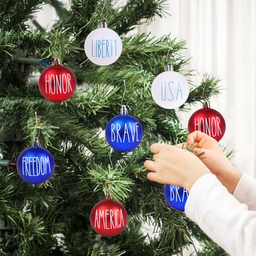Kimober EP014S1P1 12Pcs Independence Day Hanging Ball,2.36 Inch 4Th Of July Patriotic Hanging Ornament Ball For Memorial Day Usa Themed Party Supplies Christmas Tree Decor thumb #5