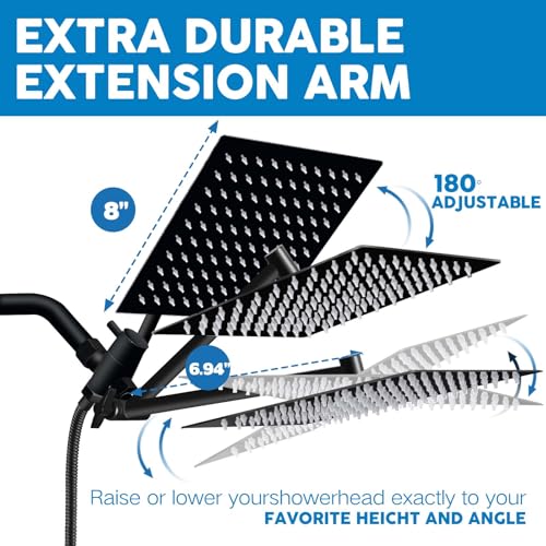 Image of Shower Head, 8 inch High Pressure Rainfall Shower Head with Handheld Dual Spray