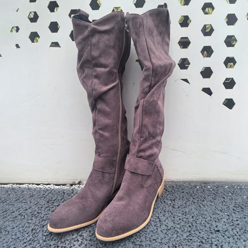 Bottes hautes tendance slouch hiver à petit talon géométrique stable - 2