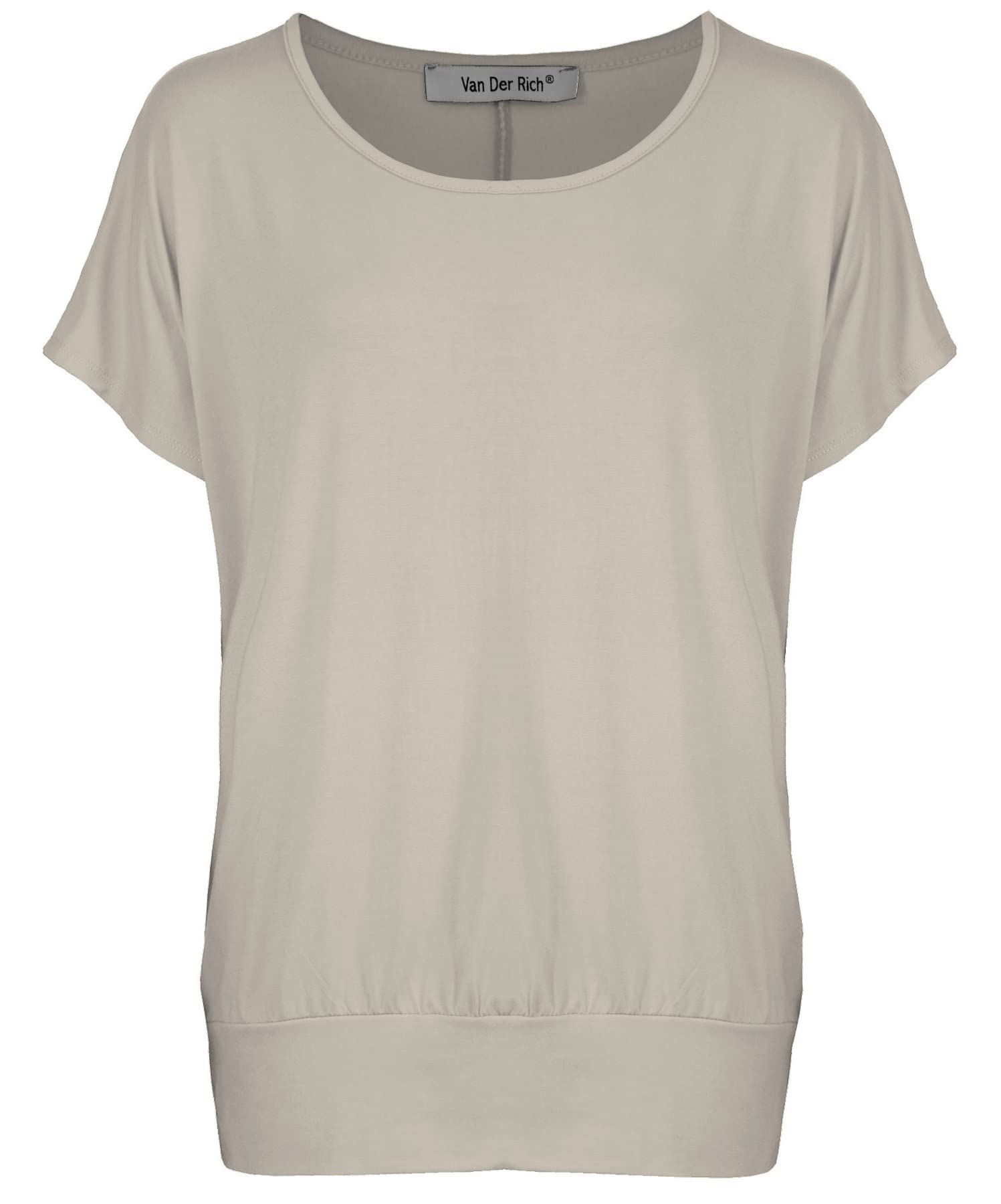 Van Der Rich ® - Tshirt Kurzam Rundhalsausschnitt Sommer- Damen (Beige, XXL)