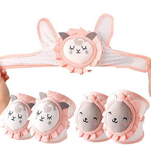 Axnhbubu 2Pairs Baby Knee pads for Crawling for Toddlers.Anti-Slip Adjustable Knee Pads Leg Warmers,Soft Protector with elastic sponge for Toddlers, Infants, Boys, Girls, Kids (Baby girls(pink))