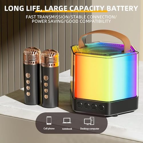 Machine de karaoké sans fil pour camping et fêtes avec 2 micros - 2