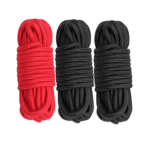 Cosymate Lot de 3 cordes de reliure en coton doux - Pour tous usages - 8 mm de diamètre - 5 m de long - Rouge et noir Cover