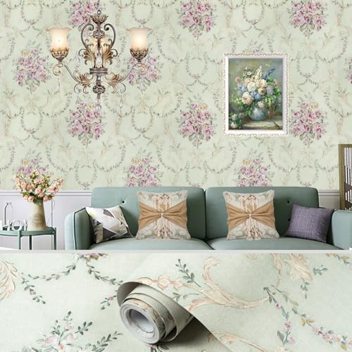 Papier peint floral vert Amiya 45x203 cm adhésif repositionnable