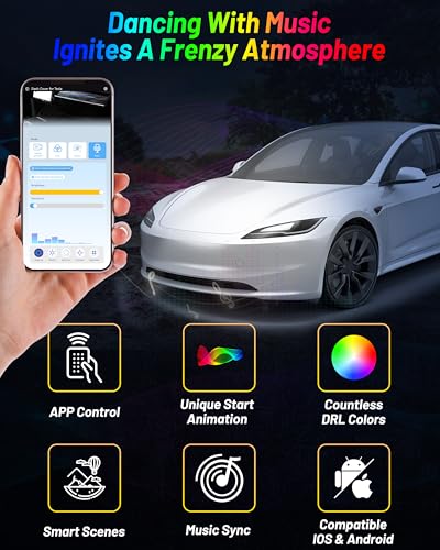 Luces LED RGB salpicadero Tesla Model Y evita reflejos con organizador 4