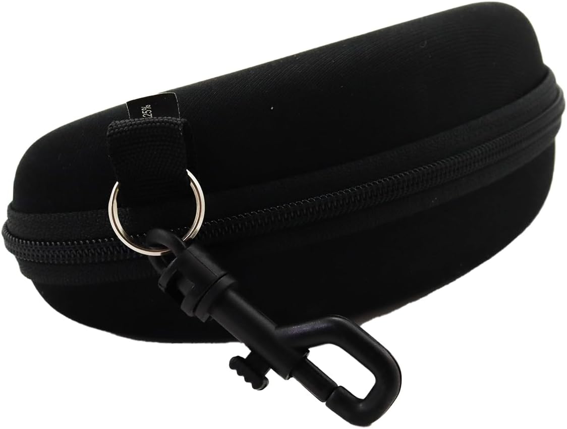 Global Vision Premium Zippered Hard Sunglasses Case and Microfiber Pouch Classic Black