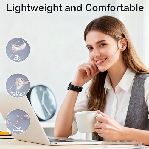 Image of Bone Conduction Headphones with Mic-Callink, Trucker Bluetooth 5.4 Headset with Noise-Canceling Boom Microphone /Mute Function /Dual Connect, Open Ear Headphones for Work Driving Meeting（Pink）