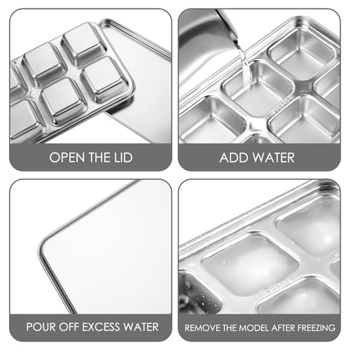 Bandeja para hielo de acero inoxidable 304 con tapa miniatura 2