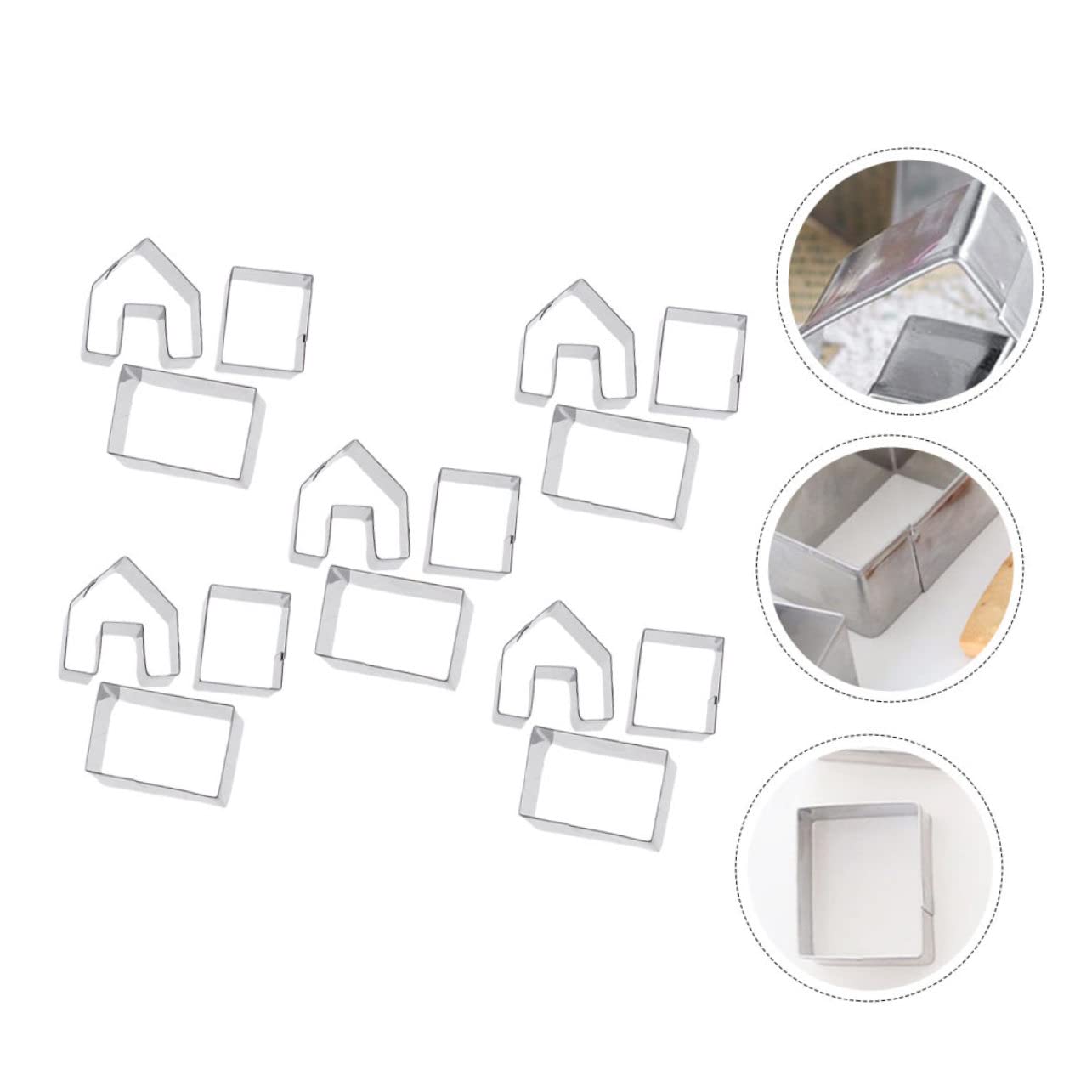 LABRIMP 15pcs Molde De Galletas Navideñas Cortador De Galletas De Casa De Jengibre Acero Inoxidable 5 Sets Decoración De Pasteles