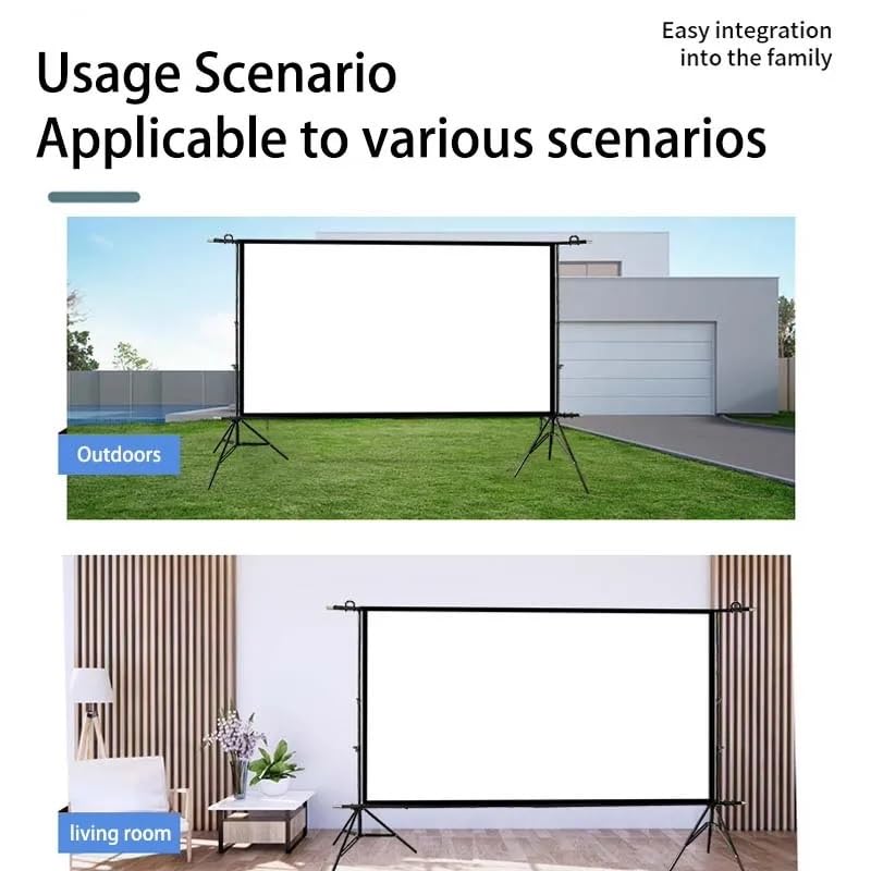 Pantalla de proyector portátil plegable doble soporte 120 pulgadas miniatura 5