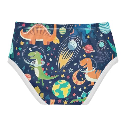 Girls Panties, Colorful Dinosaurs Space Planets Toddler Panties, Girls Cotton Underwear, 2T–8 Years2