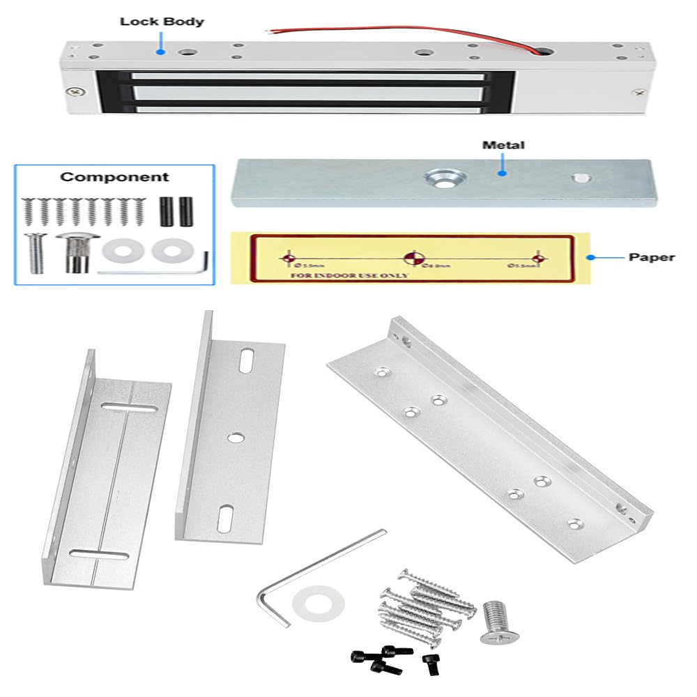 Verrou magnétique électronique, 280 kg avec support ZL de 280 kg, DC 12 V, étanche, contrôle d'accès, serrure de porte