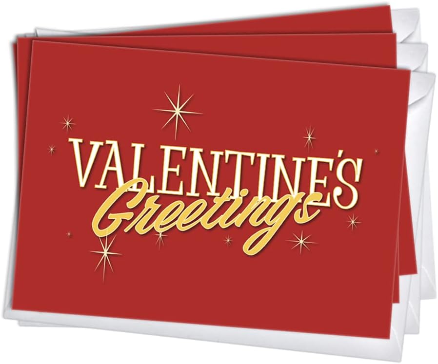 Wright Home & Gift Red & White Roses Valentines/Galentines Day Greeting Cards | 20 Pack Bulk Set + 20 Envelopes (5x7)