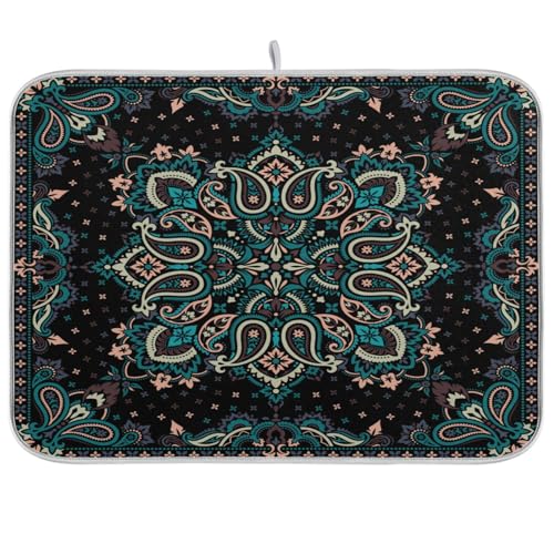 Tatenale Retro Dish Drying Mats for Dishes Washable Absorbent Dish Draining Mat Heat Resistant Kitchen Drying Mat for Countertop 18x24