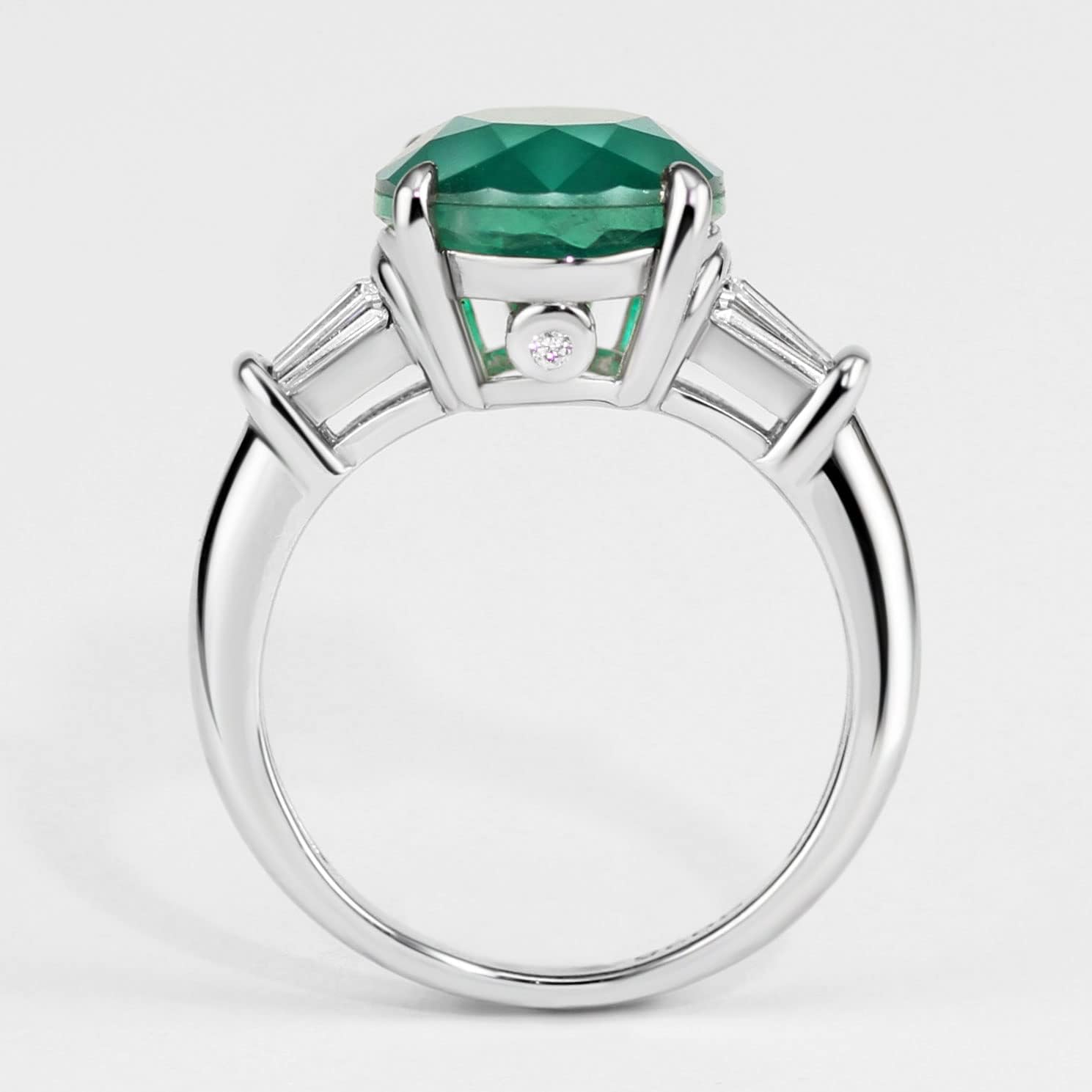 Michooyel S925 5.0ct Synthetic Emerald Engagement Ring for Women Oval Cut Trapezoid Accented Ring Sterling Silver Ring Band For Women - Image 8