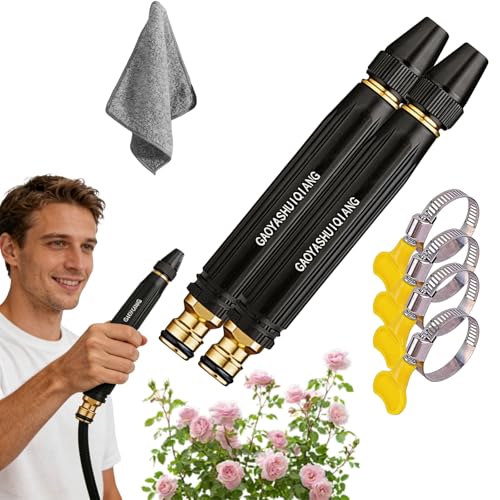 Home High-Pressure Car Wash Water Gun with Booster Nozzle, Booster Nozzle with 3 Adjustable Spray Modes, Anti-Leak Garden Hose Sprayer for Car Washing, Plant Watering, Pet Bathing (2Pcs)