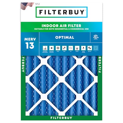 Filterbuy 20x25x4 Air Filter MERV 13 Optimal Defense (1-Pack), Pleated HVAC AC Furnace Air Filters Replacement (Actual Size: 19.50 x 24.50 x 3.63 Inches)