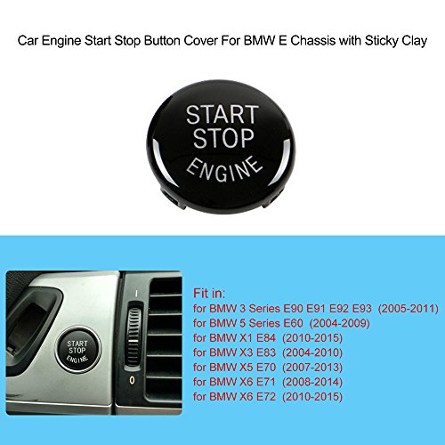 Sangmei Tampa do botão do motor do carro compatível com BMW E Chassis com Sticky Clay Black CV#