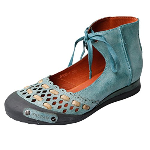 Mordenmiss Women's Summer Handmade Genuine Leather Sandal (US 9//CH 41, Style 1-Green)