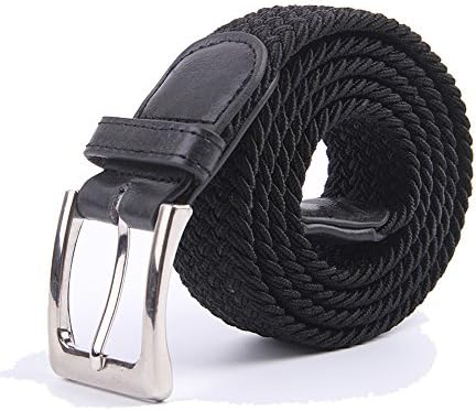 Gelante Canvas Elastic Fabric Woven Stretch Multicolored Braided Belts 2041-Black-S