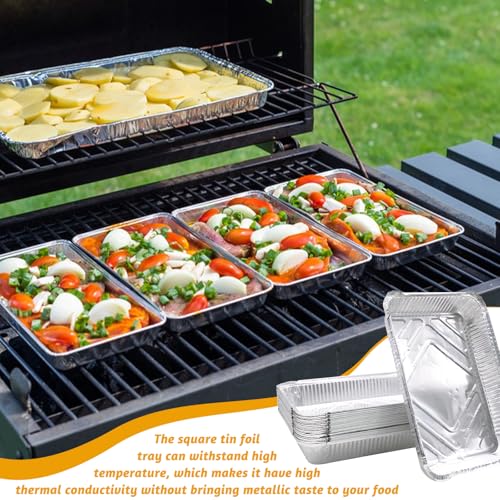 Mudoulu 20 Stück Aluschalen Grill, 31,5 x 21,5 x 5 cm Grillschalen für Gasgrill Holzkohlegrill Backofen, Alu Grillschalen für Fleisch Fisch Gemüse