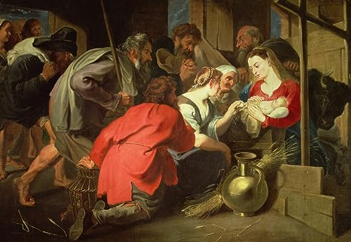 Peinture murale l'Adoration des bergers d'Van Dyck pour salon affiche toile de maître 60x90cm