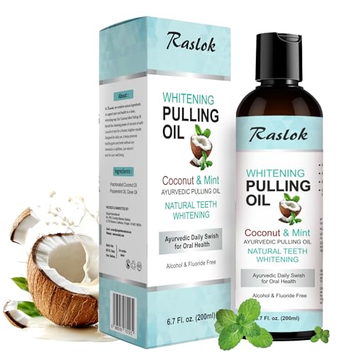 Raslok Coconut Oil Pulling Fresh Breath and Whitening Mouthwash | Healthy Teeth & Gums Alcohol Free 6.7 fl. oz. (200ml)