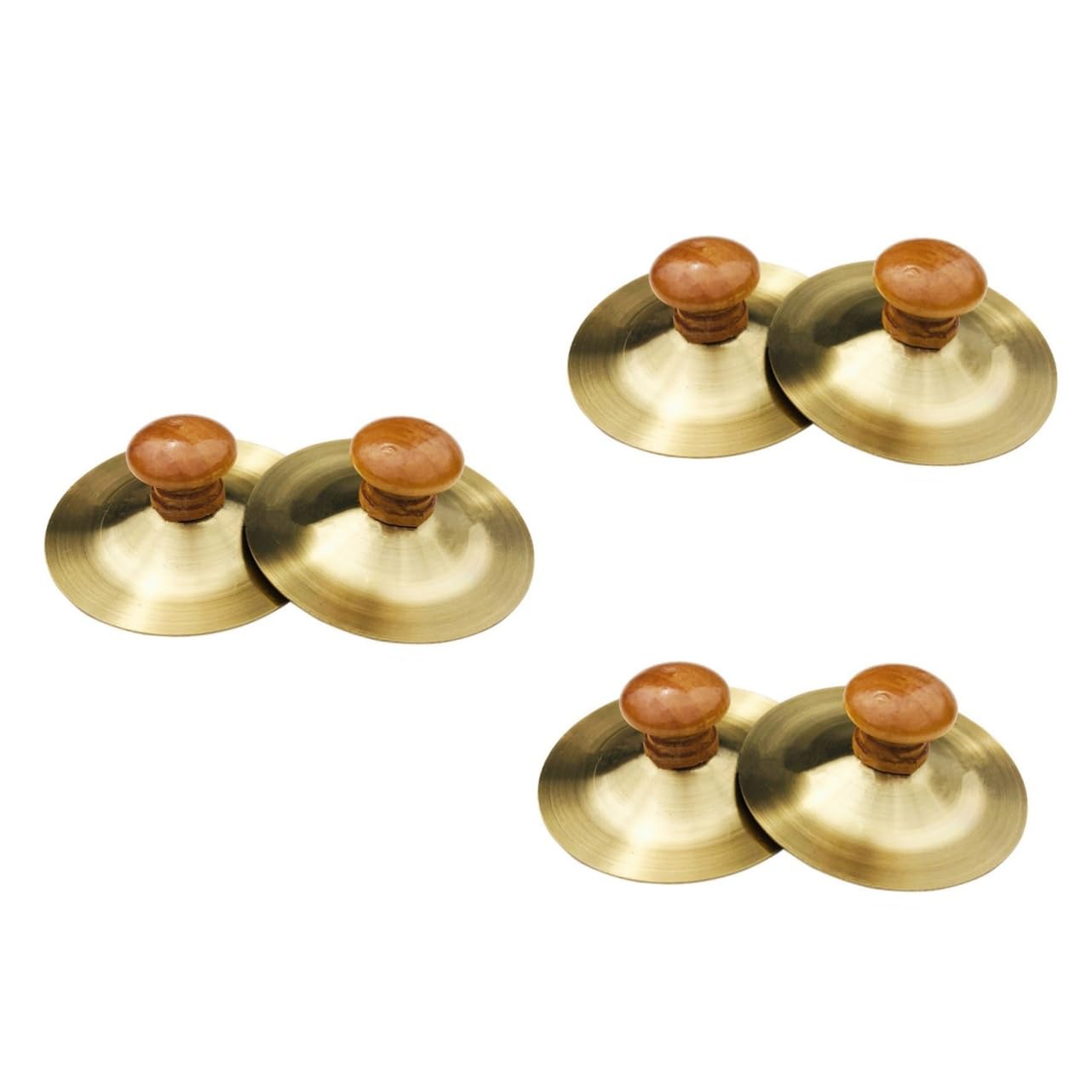 VANZACK 3sets Toddlers Small Finger Cymbals Boys and Girls Instrument Toys Wood Metal Low Volume Cymbals for Boys and Girls 2pcs*3
