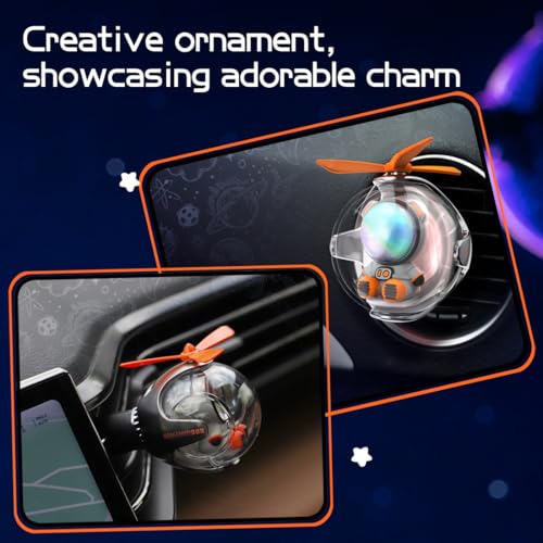 Image of Astronaut Design Car Air Freshener with 6-Color Auto Light Up & 4 Scented Pads - Light Fragrance, Decorative Auto Accessories