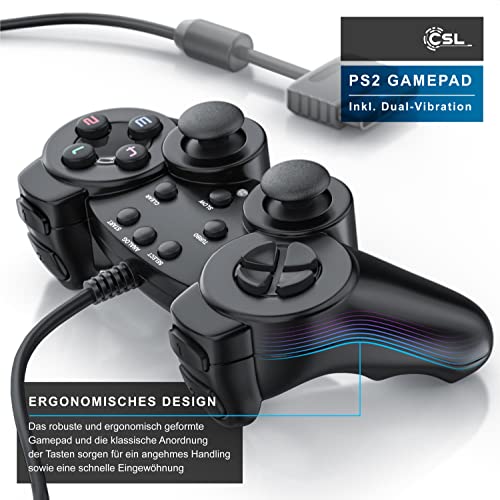 CSL Gamepad für Playstation 2 PS2 mit Dual Vibration