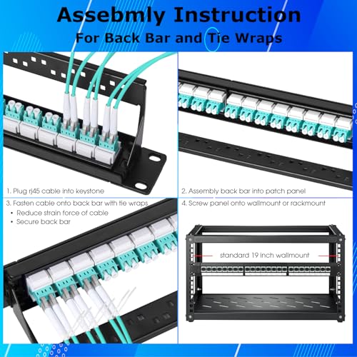 fyboptwu - 1U Fiber Patch Panel with 48 Core LC OM3/OM4 Multimode Fiber Optic Couplers Connectors, 1pack by fyboptwu - Image 4