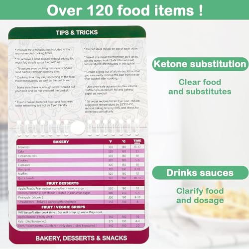 Air Fryer Cheat Sheet Magnets Cooking Guide Booklet, Air Fryer Recipe Book Air Fryer Cooking Times Chart Magnetic Keto Food Guide Air Fryer Accessories Temp Guide (Air Fryer Recipes) - Image 2