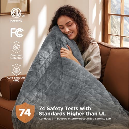 Image of Bedsure Electric Blanket King Size - Dual Control Heated Weighted Blanket King with 10 Heat Settings, Fast Heating with 10 Time Settings (100x90 inches, Formal Gray)