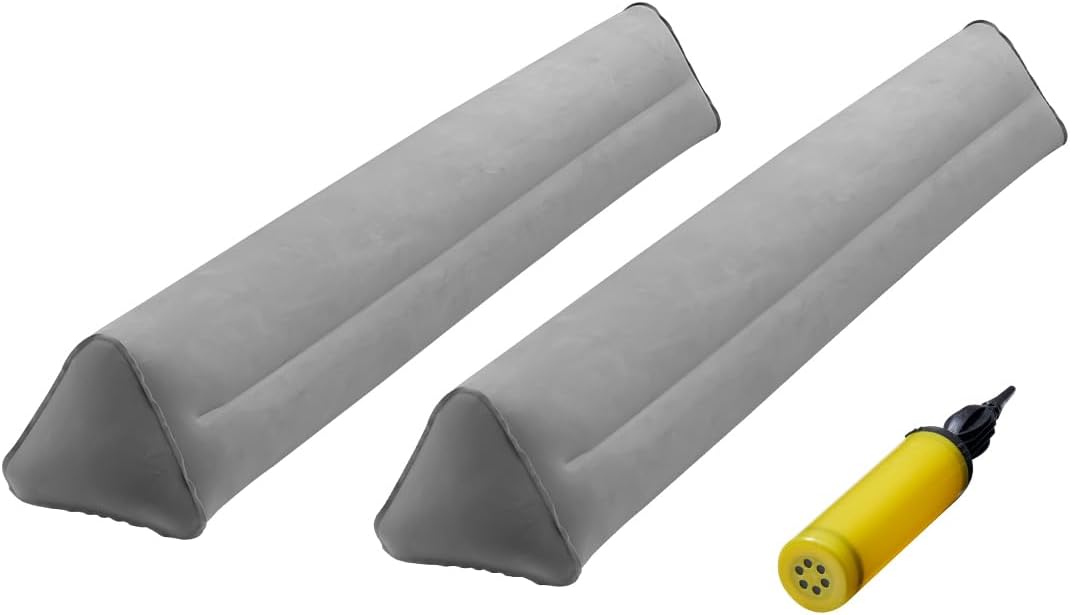 vevor bed bumper for toddlers, 47.4-inch inflatable bed guard rail with hand pump, non-slip flocking toddler bedrail bumper for twin, full, queen & king beds, lightweight and portable (2 packs) non-slip flocking 47.4inch-2pcs