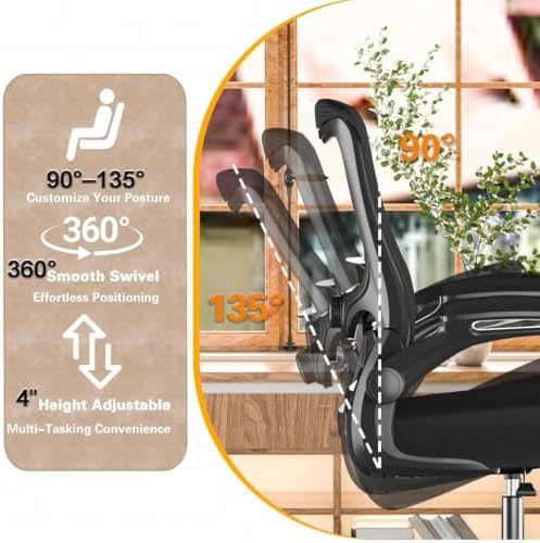 Ergonomic Office Chair for Long Hours, Padded Lumbar Support for Lower Back Relief, 330 lb Capacity, Comfortable Computer Desk Chair for Home Office, Computer & Study (Classic, Black) - 4