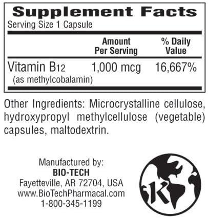 Bio-Tech B12-Methyl 1000 Mcg 100 Cápsulas miniatura 2