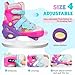 LEVYTEMP Kids Adjustable Ice Skates for Girls Boys, 4 Size Expandable Hockey Skates with Triple Safety Straps, Warm Lining & Stainless Steel Blades