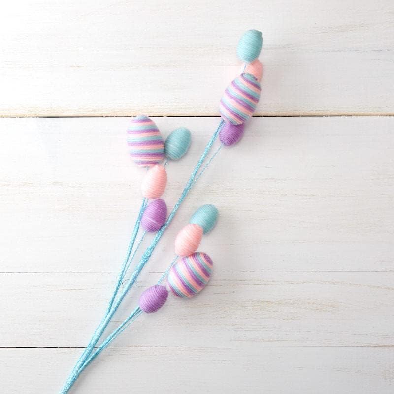 Factory Direct Craft Yarn Wrapped Easter Egg Spray for Spring and Easter Holiday Decorating and Displaying