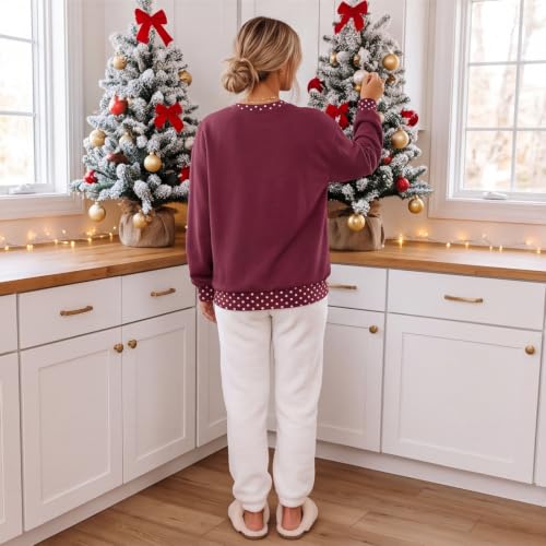 Christmas Sweatshirts for Women Crewneck Trendy Polka Dot Sweatshirt - image 7