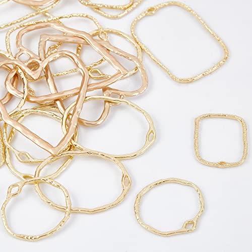 OLYCRAFT 30Pcs Open Back Bezel Charms Alloy Open Back Bezel Pendants Mixed Shape Resin Pressed Flower Jewelry Frames for UV Resin Necklaces Earrings Making DIY Crafts Supplies