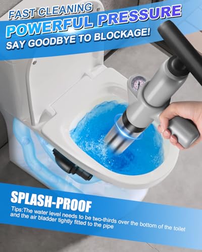 Toilet Plunger, High-Pressure Plungers for Bathroom, Air Plunger for Toilet with Real Time Barometer, Heavy Duty Drain Blaster Clog Remover, for Bathroom, Floor, Drain, Sink, Kitchen, Plumbing - Image 3