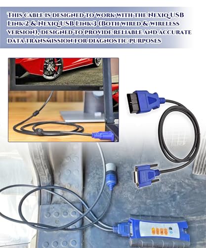 Image of 16 Pin OBD2 Cable Adapter Fits for Nexiq USB Link 2 & Nexiq USB Link 3 Fits for J1962 Vehicles Ford GM Dodge Mack Isuzu Hino ETC.